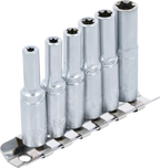 Conjunto de encaixes para chave de caixa perfil em E, profundos | Entrada de quadrado interno de 6,3 mm (1/4") | E4 - E10 | 6 peças