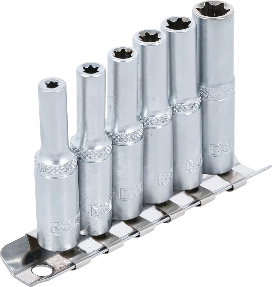 Conjunto de encaixes para chave de caixa perfil em E, profundos | Entrada de quadrado interno de 6,3 mm (1/4") | E4 - E10 | 6 peças