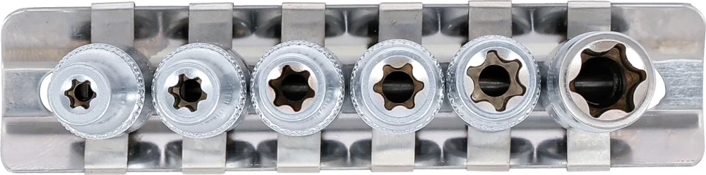Conjunto de encaixes para chave de caixa perfil em E, profundos | Entrada de quadrado interno de 6,3 mm (1/4") | E4 - E10 | 6 peças