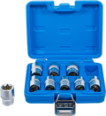Conjunto de encaixes para chave de caixa perfil em E | Entrada de quadrado interno de 12,5 mm (1/2") | E10 - E24 | 9 peças