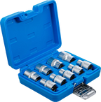 Conjunto de encaixes para chave de caixa perfil em E | Entrada de quadrado interno de 12,5 mm (1/2") | E10 - E24 | 9 peças