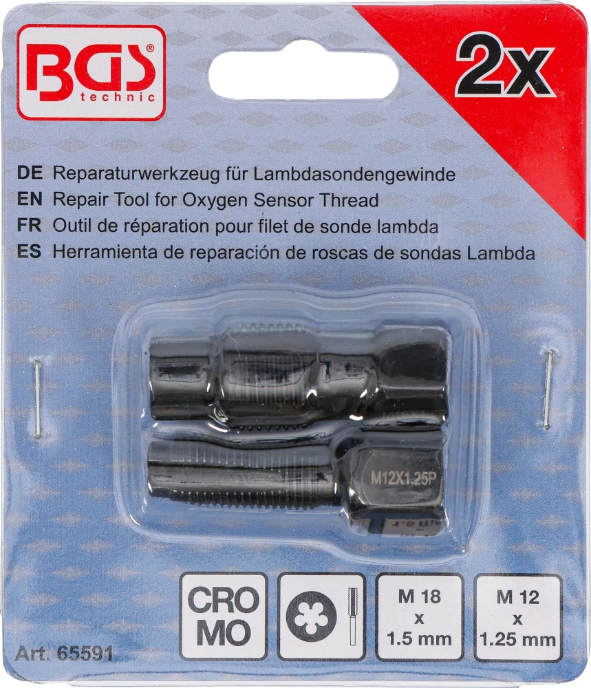 Ferramenta de reparação para rosca de sonda Lambda | M18 x 1,5 mm | M12 x 1,25 mm | 2 peças