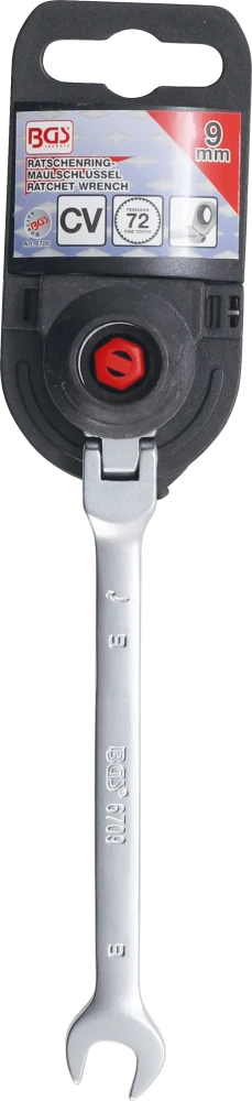 Chave de boca com anel de roquete | articulada | 9 mm