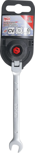 Chave de boca com anel de roquete | articulada | 9 mm