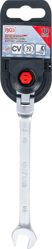 Chave de boca com anel de roquete | articulada | 10 mm