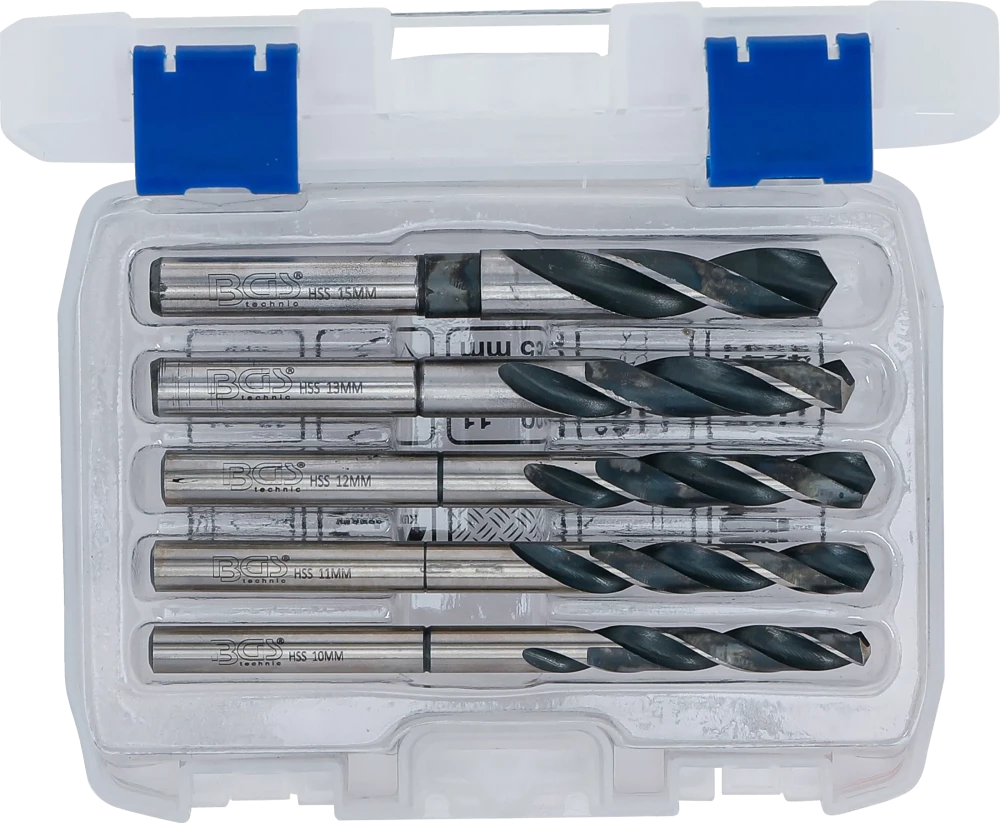 Conjunto de brocas de HSS | 10 - 11 - 12 - 13 - 15 mm | 5 peças