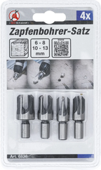 Conjunto de brocas para cavilhas | 6 - 8 - 10 - 13 mm | 4 peças