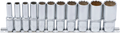 Conjunto de encaixes para chave de caixa bihexagonais, profundos | Entrada de quadrado interno de 10 mm (3/8") | Tamanhos em polegadas | 11 peças
