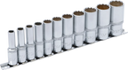 Conjunto de encaixes para chave de caixa bihexagonais, profundos | Entrada de quadrado interno de 10 mm (3/8") | Tamanhos em polegadas | 11 peças