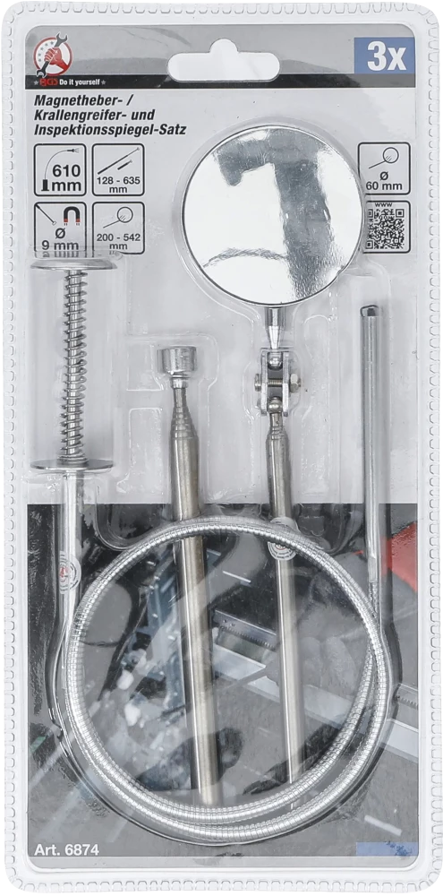 Conjunto de recolhedores magnéticos/fixadores de garras e espelhos de inspeção | 3 peças