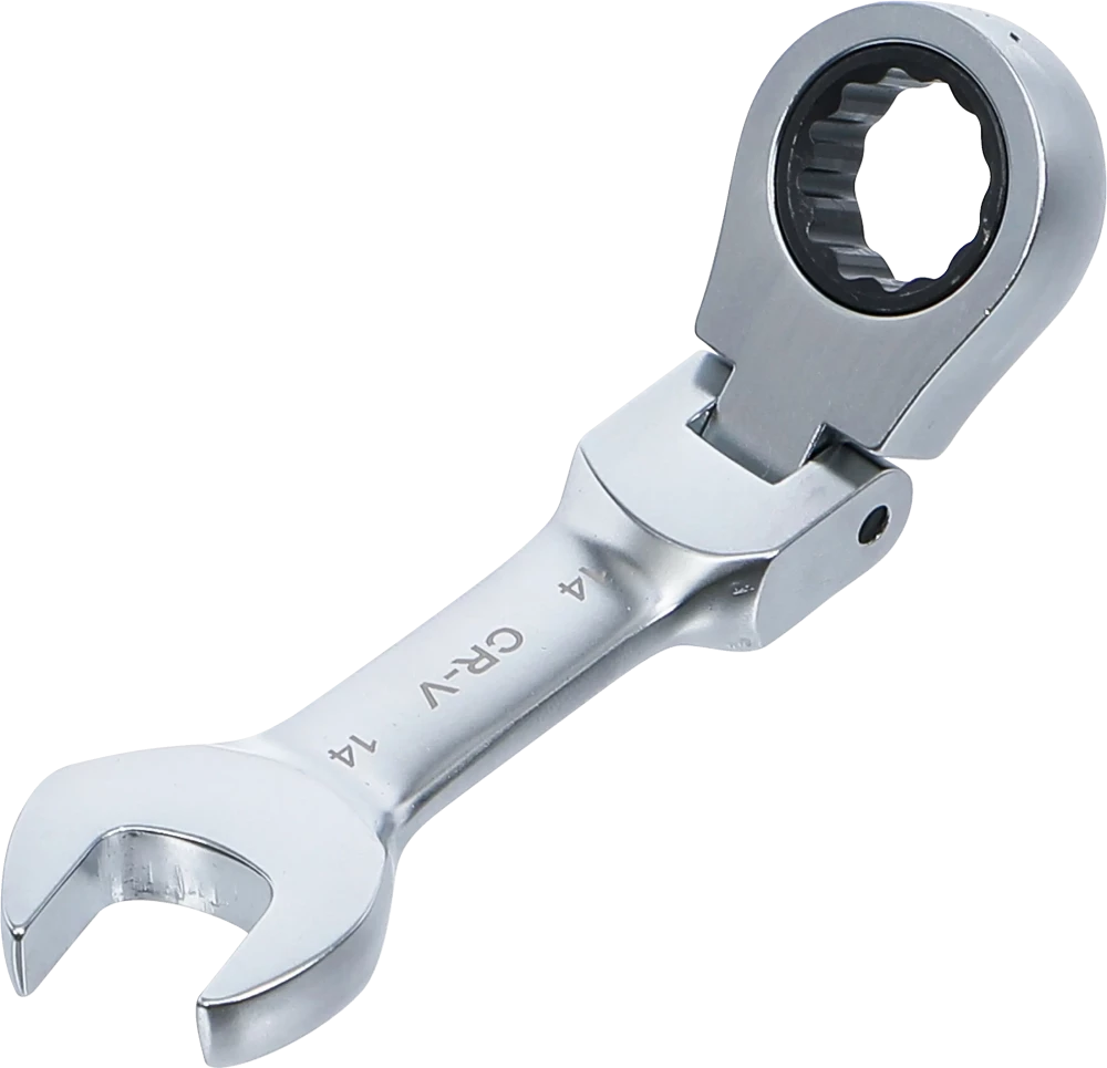 Chave de boca com anel de roquete | curta | articulada | 14 mm