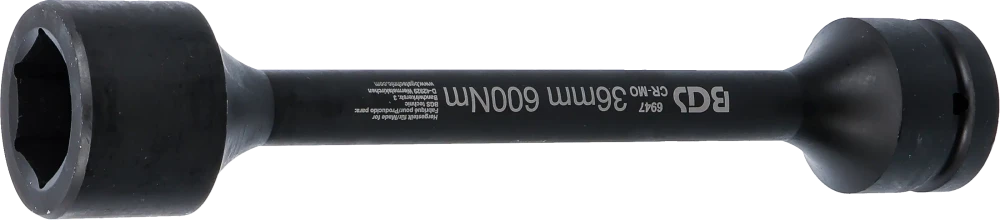 Encaixe para chave de caixa de impacto de torção sextavado | Entrada de quadrado interno de 25 mm (1") | 36 mm | 600 Nm
