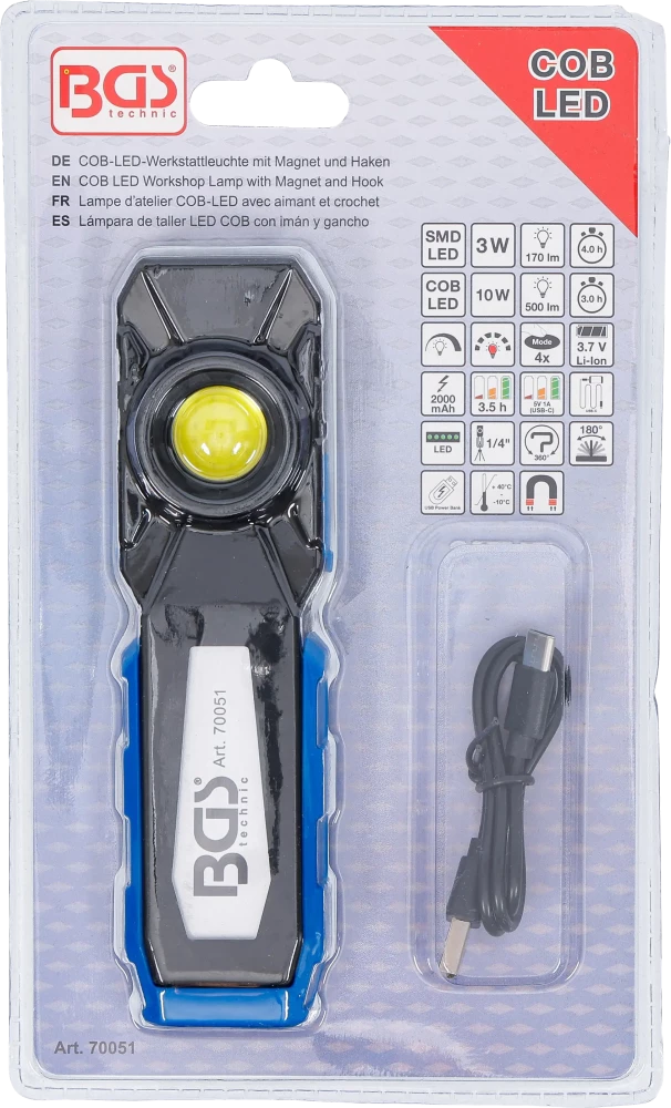 Luz de oficina LED COB com íman e gancho | articulada