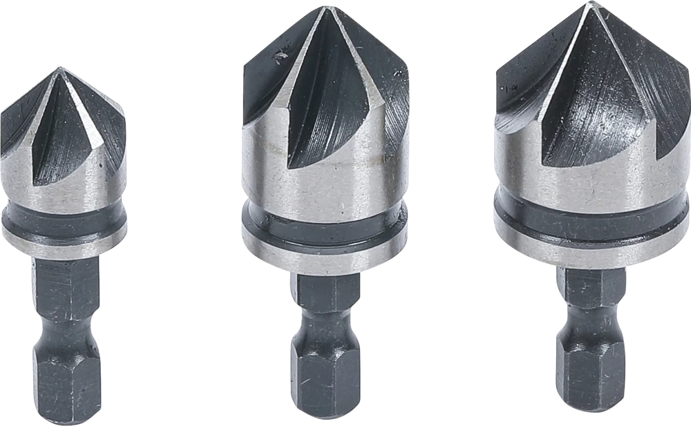 Conjunto de pontas de escareador | HSS | Entrada 6,3 mm (1/4") | 12 - 16 - 19 mm | 3 peças
