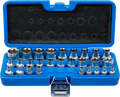 Conjunto de encaixes para chave de caixa ,perfil em E | Entrada de quadrado interno de 6,3 mm (1/4") / 12,5 mm (1/2") | E4 - E24 | 28 peças