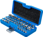 Conjunto de encaixes para chave de caixa ,perfil em E | Entrada de quadrado interno de 6,3 mm (1/4") / 12,5 mm (1/2") | E4 - E24 | 28 peças