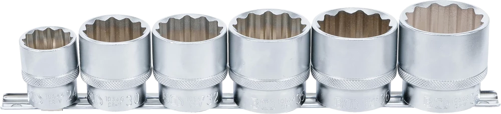Conjunto de encaixes para chave de caixa, bihexagonais | Entrada de quadrado interno de 12,5 mm (1/2") | 24 - 38 mm | 6 peças
