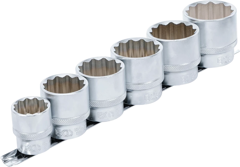 Conjunto de encaixes para chave de caixa, bihexagonais | Entrada de quadrado interno de 12,5 mm (1/2") | 24 - 38 mm | 6 peças