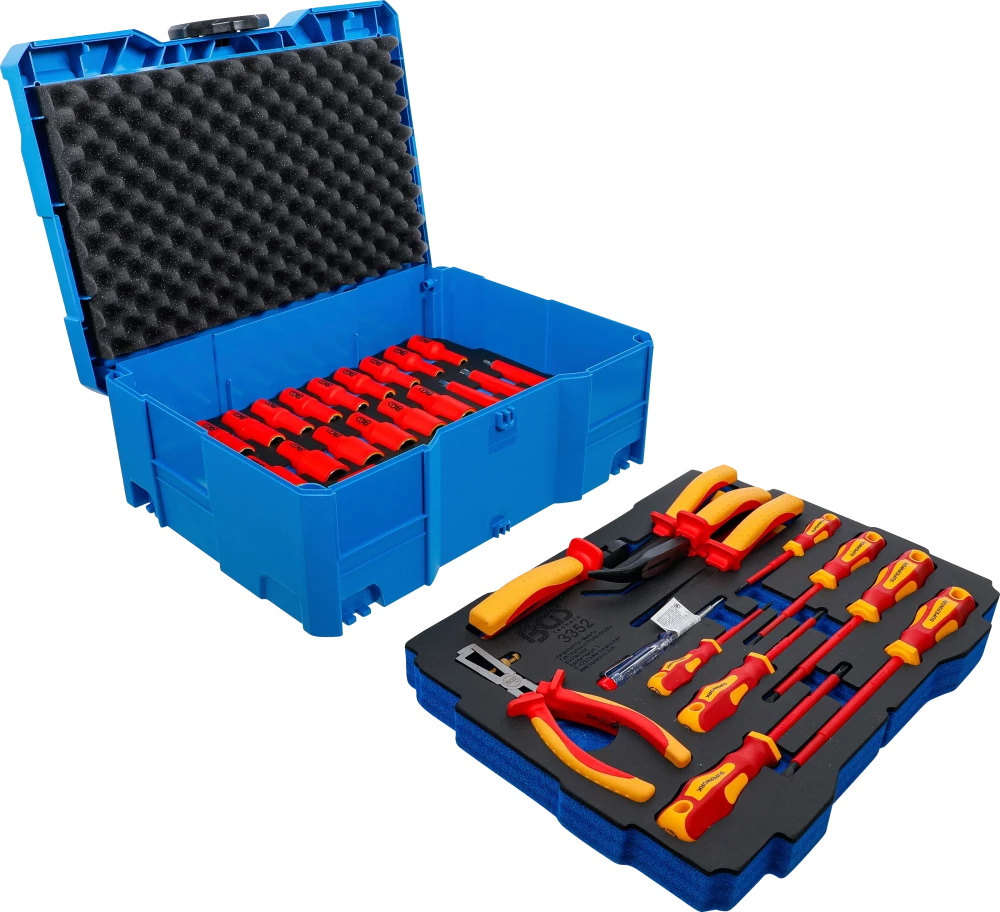 Conjunto de alicates VDE/chaves de fenda e chaves de caixa | BGS systainer® | 36 peças