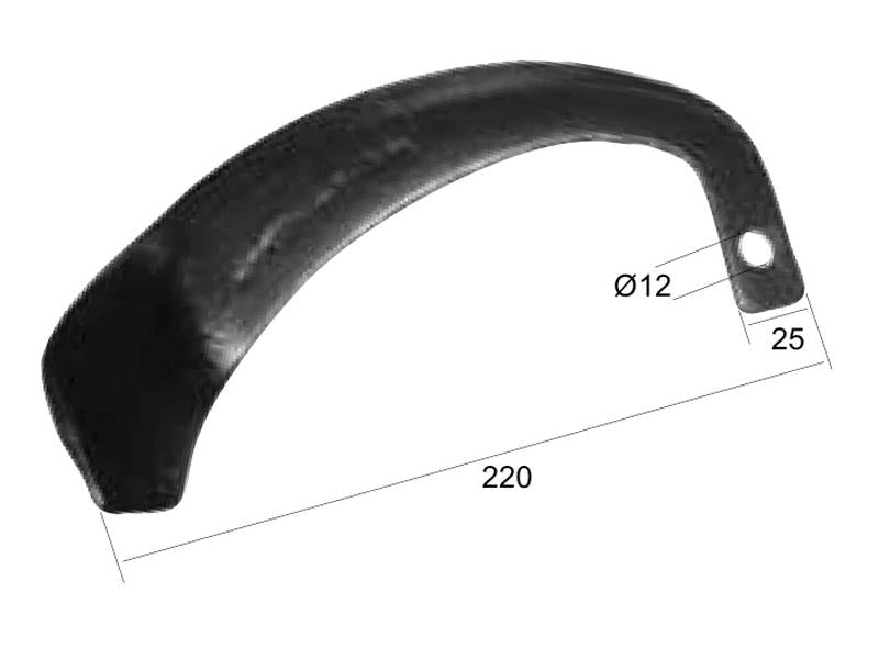 Faca freze Dt.. Larg: 25mm, Altura: 220mm, Orifício Ø: 12mm. para Yanmar Aplicavel em: 19510718510 (S.70554)