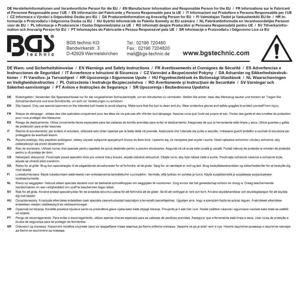 Chave especial | 8 em 1 | Saída de sextavado 12 - 19 mm