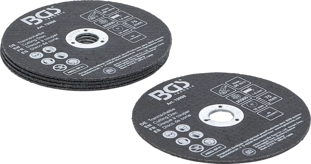 Conjunto de discos de corte | para aço inoxidável | Ø 75 x 1,0 x 10 mm | 5 peças