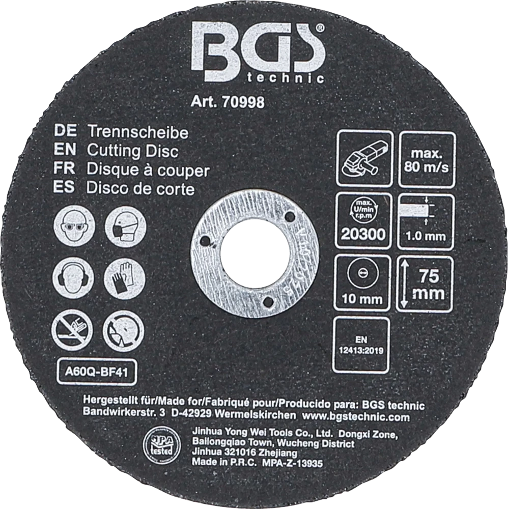 Conjunto de discos de corte | para aço inoxidável | Ø 75 x 1,0 x 10 mm | 5 peças