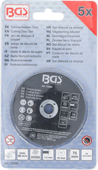 Conjunto de discos de corte | para aço inoxidável | Ø 75 x 1,0 x 10 mm | 5 peças
