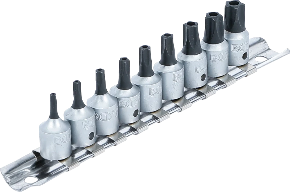 Conjunto de Encaixes Torx Plus com Furo (TS) | 1/4" | TS10 - TS50 | 9 peças
