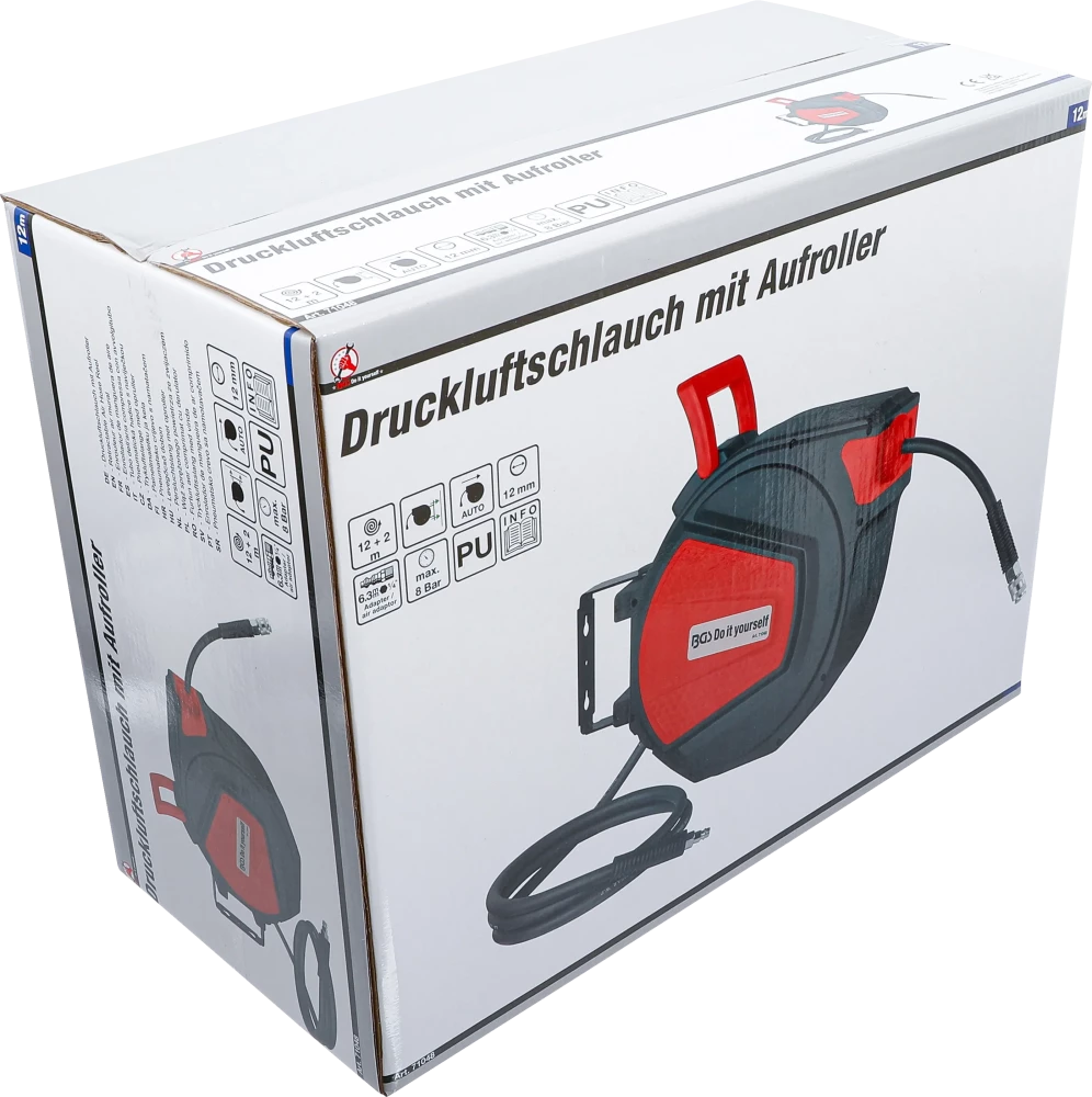 Enrolador de mangueira de ar comprimido | automático | 12 m + 2 m