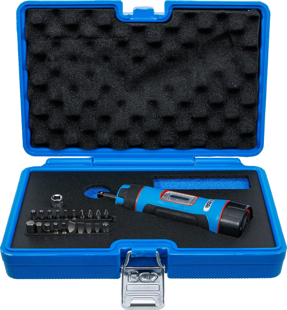Conjunto de torquímetro | compacto | com conjunto de pontas | 6,3 mm (1/4") | 1 - 8 Nm | 22 peças