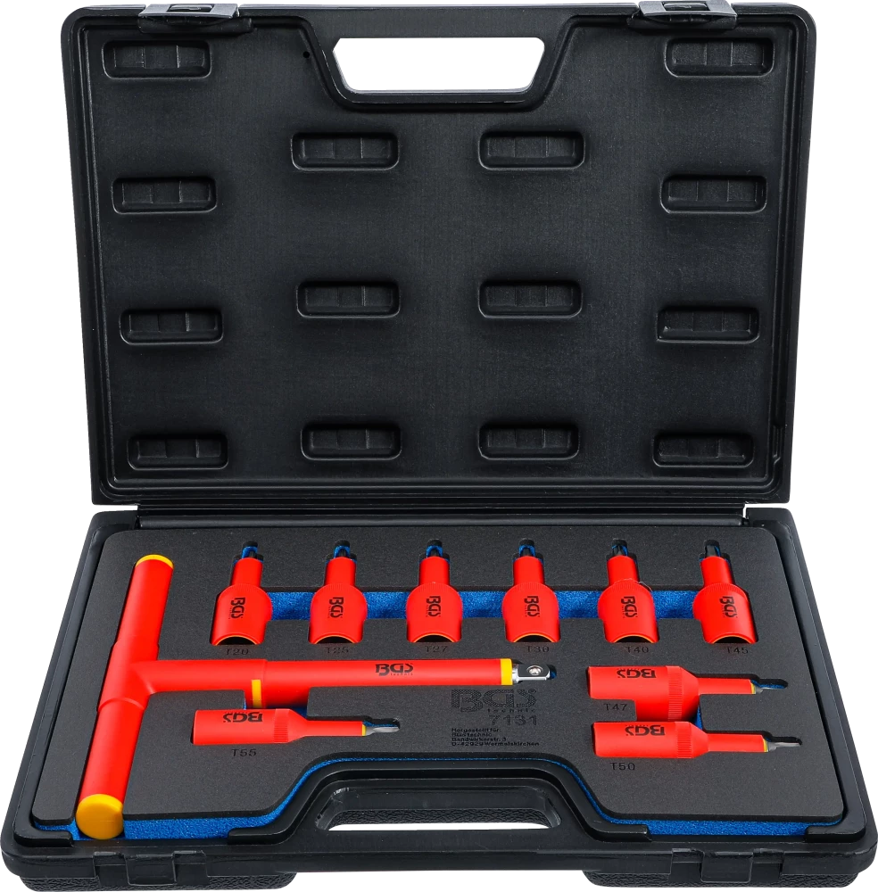 Conjunto de Encaixes VDE Torx | 1/2" | T20 - T55 | 95mm | 10 peças