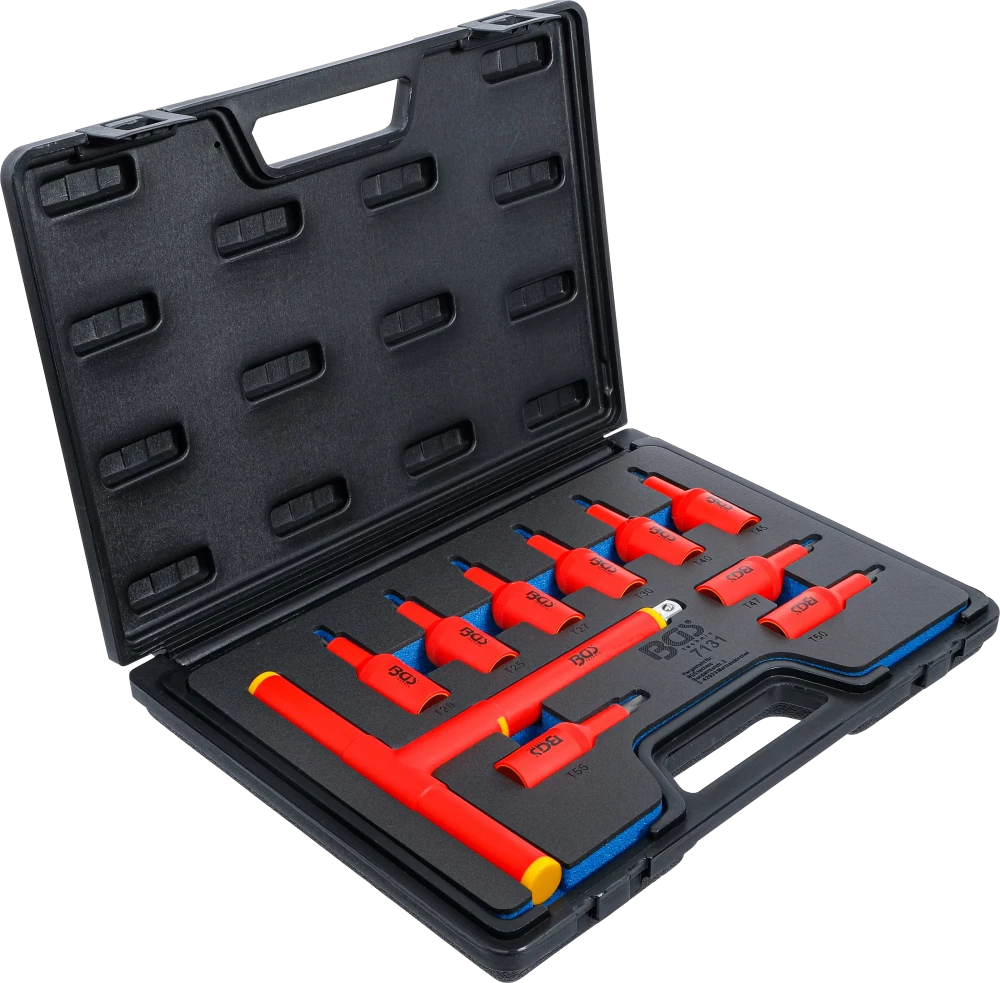 Conjunto de Encaixes VDE Torx | 1/2" | T20 - T55 | 95mm | 10 peças