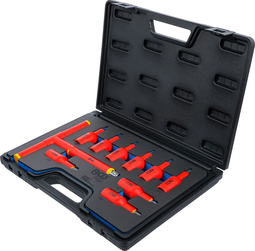 Conjunto de Encaixes VDE Torx | 1/2" | T20 - T55 | 95mm | 10 peças