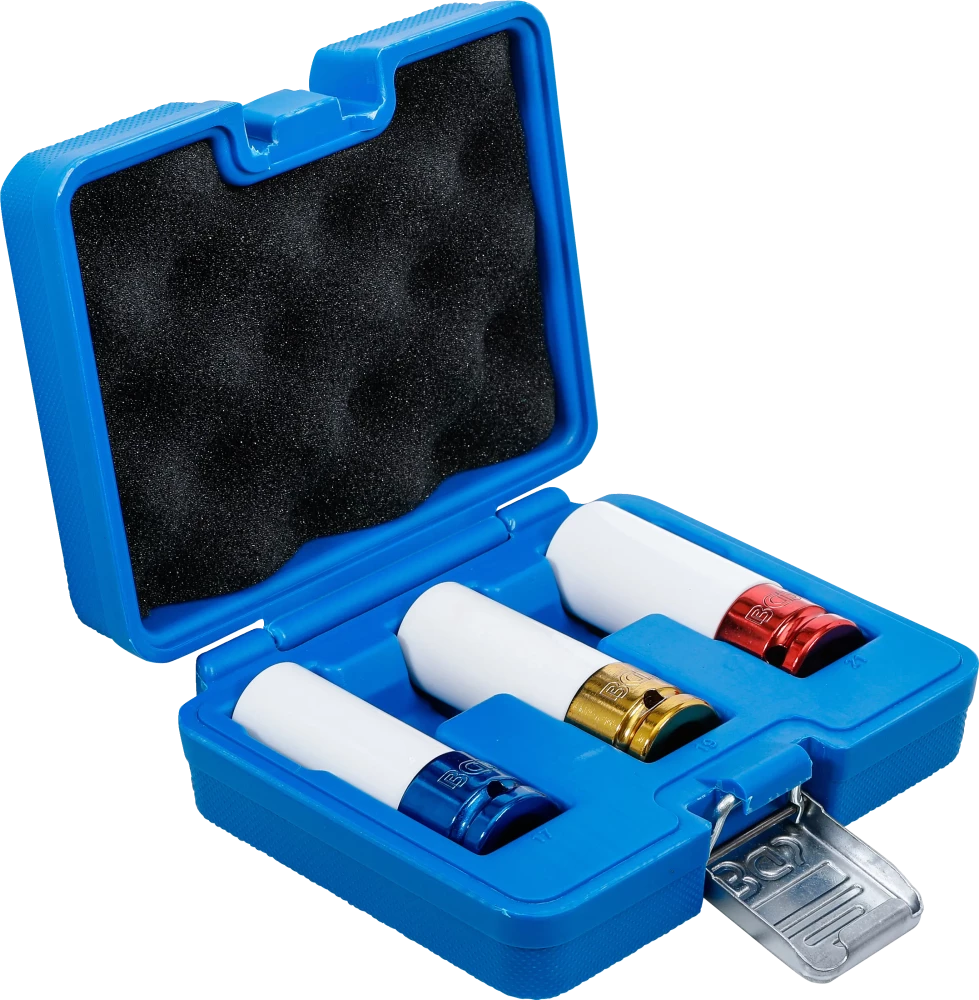 Conjunto de encaixes de impacto com proteção | Entrada de quadrado interno de 12,5 mm (1/2") | 17 / 19 / 21 mm | 3 peças