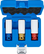 Conjunto de encaixes de impacto com proteção | Entrada de quadrado interno de 12,5 mm (1/2") | 17 / 19 / 21 mm | 3 peças