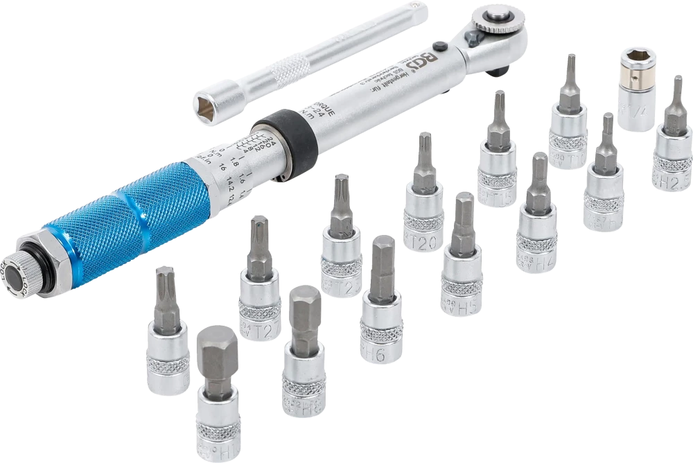 Conjunto de chaves dinamométricas | 6,3 mm (1/4") | 3 - 24 Nm | 16 peças