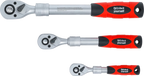 Conjunto de roquetes reversíveis | extensível | Saída de quadrado externo 6,3 mm (1/4") - 10 mm (3/8") - 12,5 mm (1/2") | 3 peças