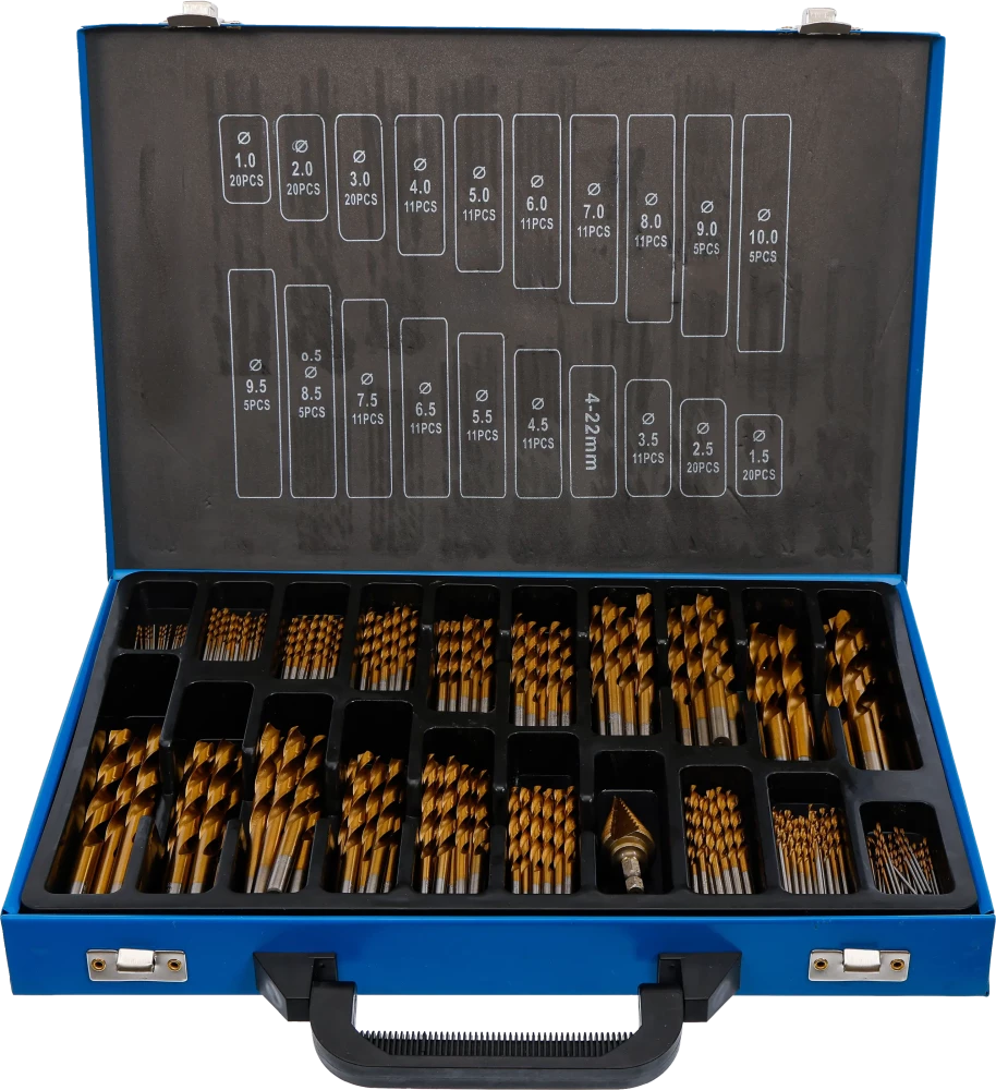 Conjunto de brocas escalonadas e helicoidais | HSS | de nitrato de titânio | 1 - 10 mm | 231 peças