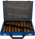 Conjunto de brocas escalonadas e helicoidais | HSS | de nitrato de titânio | 1 - 10 mm | 231 peças