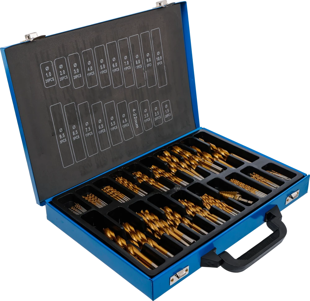 Conjunto de brocas escalonadas e helicoidais | HSS | de nitrato de titânio | 1 - 10 mm | 231 peças
