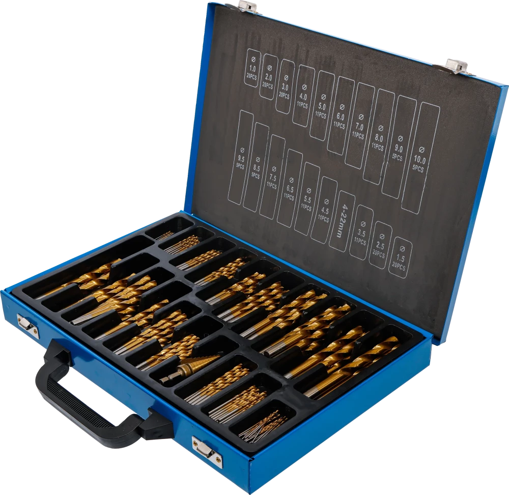 Conjunto de brocas escalonadas e helicoidais | HSS | de nitrato de titânio | 1 - 10 mm | 231 peças