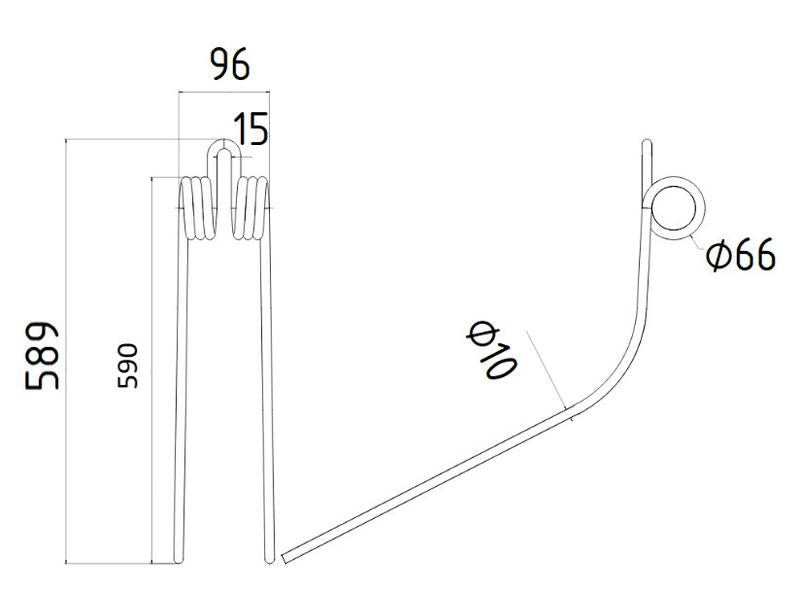 Mola Comp:589mm, Larg:96mm, Ø10mm - para Kverneland, Taarup Aplicavel em: KT6714010094 (S.72404)
