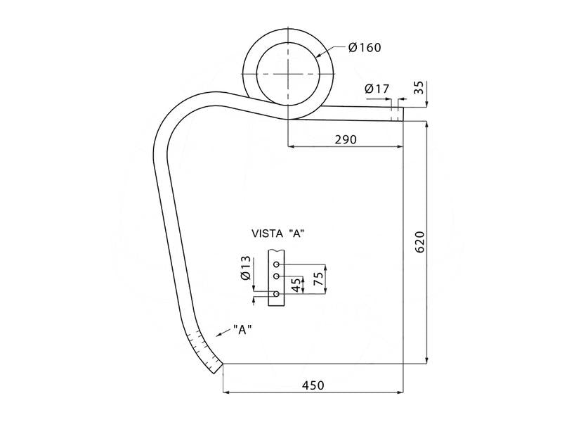 Mola vibrocultor - 35x35x620 Esq. (High Clearance) (S.72459)
