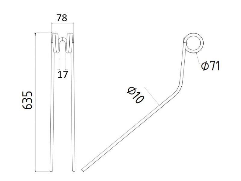 Mola Comp:635mm, Larg:78mm, Ø10mm - para Krone Aplicavel em: 2684050 (S.72461)