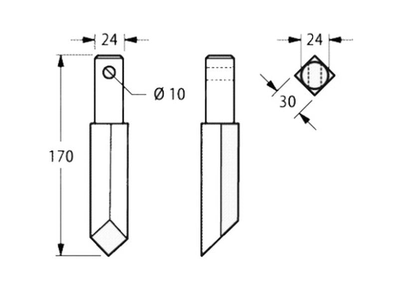 Faca freze Larg: 24mm, Altura: Orifício Ø: 10mm. para Rau, Celli Aplicavel em: E35920, 0035920, RG00049048 (S.72505)