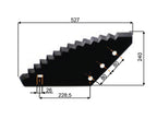 Lâmina de vagão alimentador 526mm x 245mm x 6mm para Abbey, Anderson, DTech, Peecon, Unifeed Aplicavel em: 9805123 (S.72511)