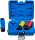 Conjunto de encaixes de impacto com proteção | Entrada de quadrado interno de 12,5 mm (1/2") | 17 / 19 / 21 mm | 3 peças