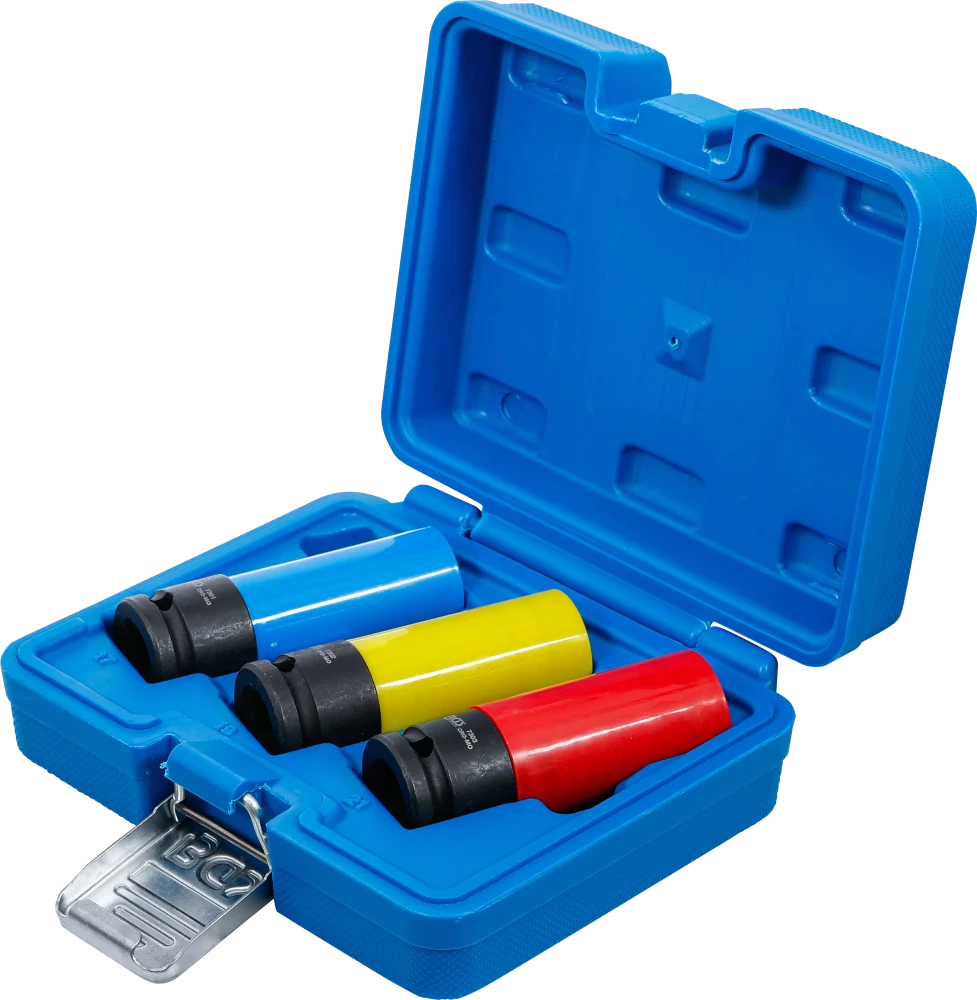 Conjunto de encaixes de impacto com proteção | Entrada de quadrado interno de 12,5 mm (1/2") | 17 / 19 / 21 mm | 3 peças