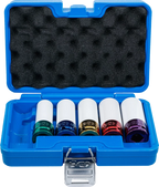 Conjunto de encaixes de impacto com proteção | Entrada de quadrado interno de 12,5 mm (1/2") | 15 / 17 / 19 / 21 / 22 mm / MS17 | 6 peças